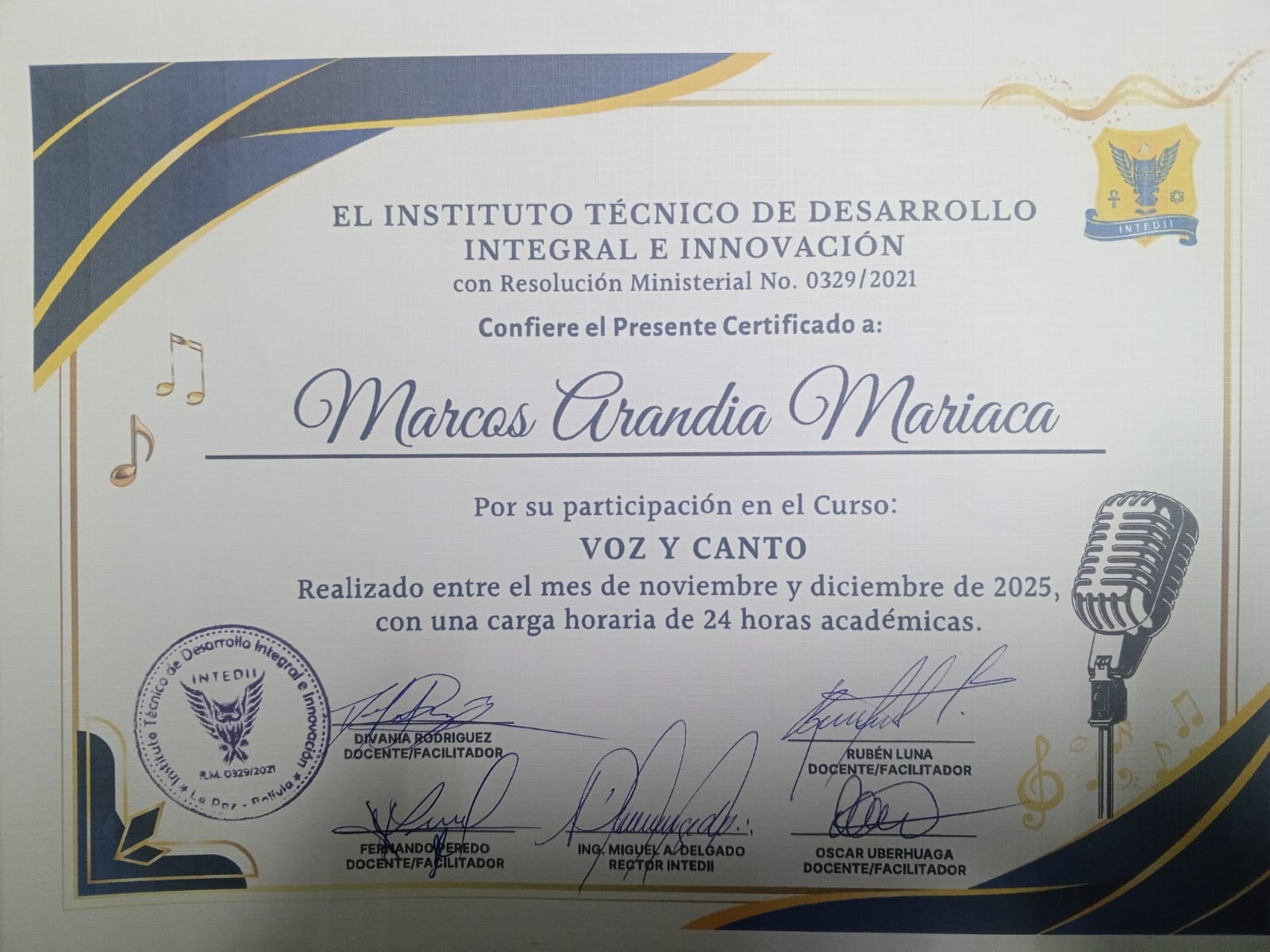 Certificado Intedii
